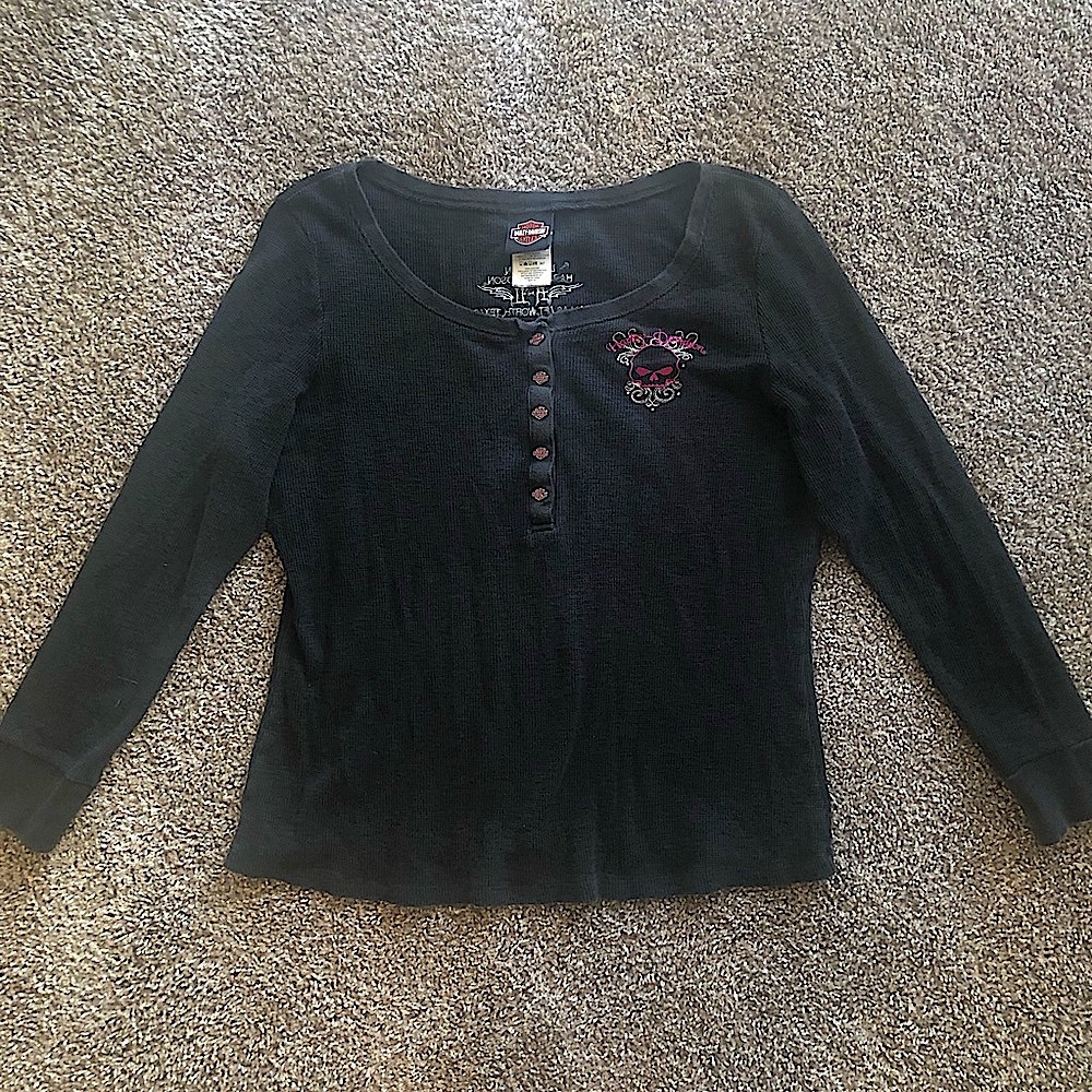 Vintage Y2K Harley Davidson Biker Long Sleeve Shirt Sz XL